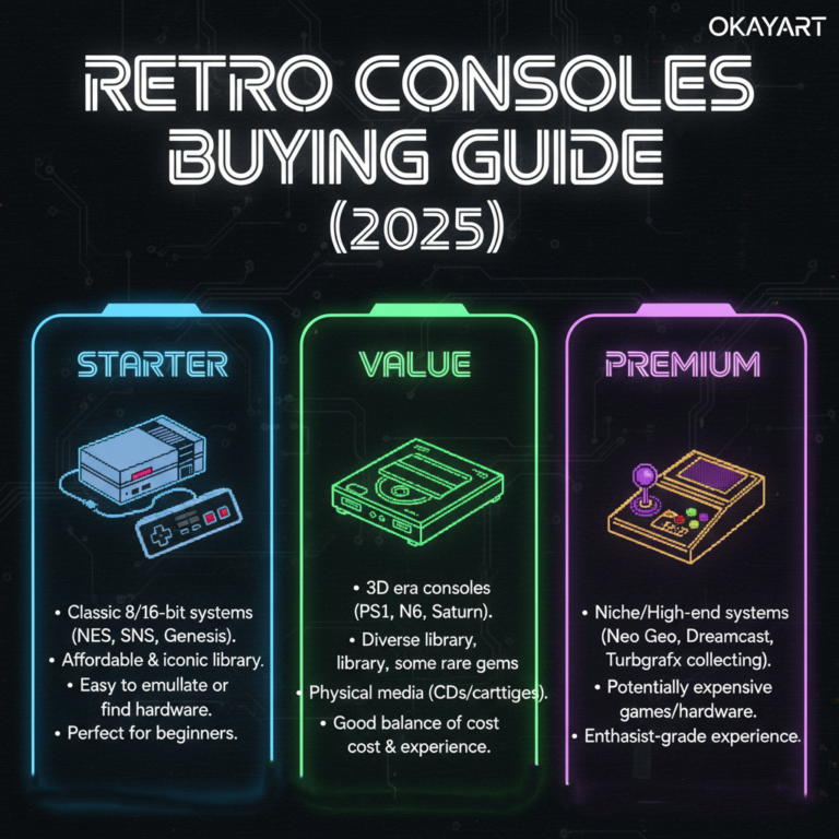 Retro Consoles Buying Guide (2025): Starter · Value · Premium